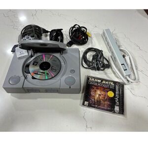 Sony PlayStation 1 PS1 Console Bundle w/ Controller Memory Card and Starwars